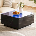Mesa de centro LED con tapa de vidrio templado esmerilado