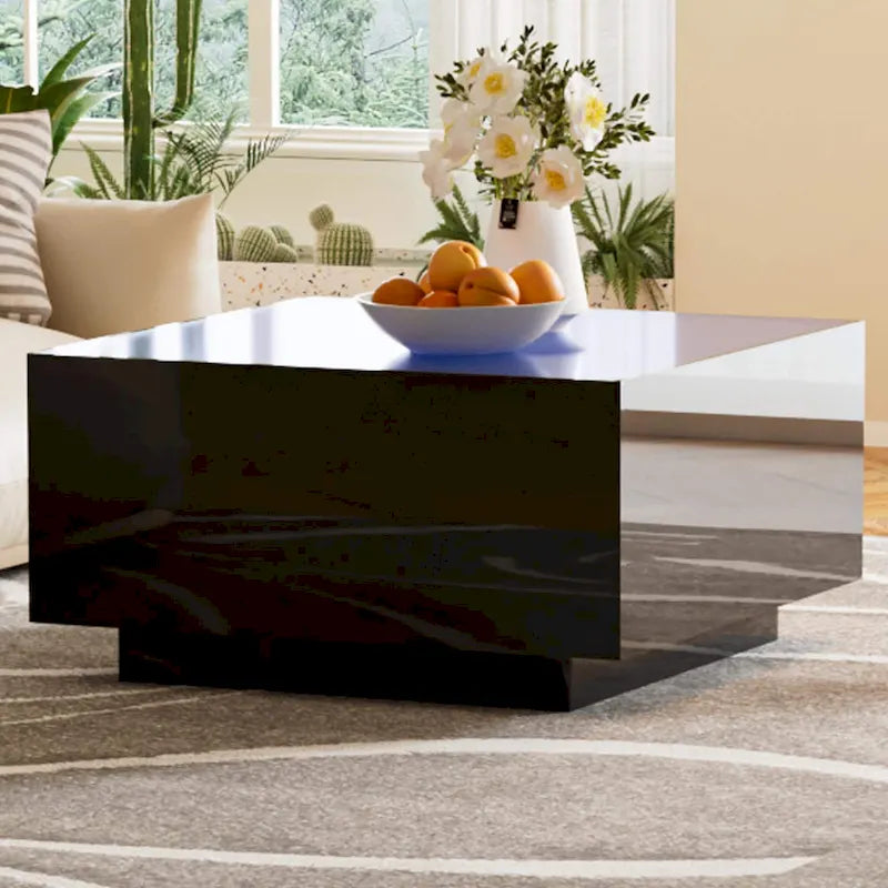 Mesa de centro LED con tapa de vidrio templado esmerilado