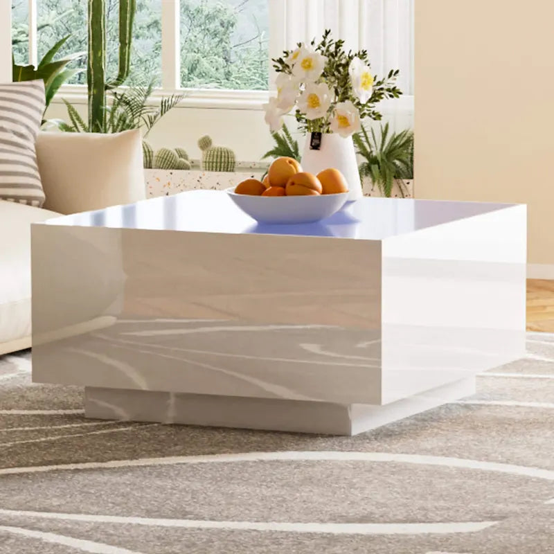 Mesa de centro LED con tapa de vidrio templado esmerilado