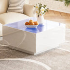 Mesa de centro LED con tapa de vidrio templado esmerilado