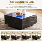 Mesa de centro LED con tapa de vidrio templado esmerilado