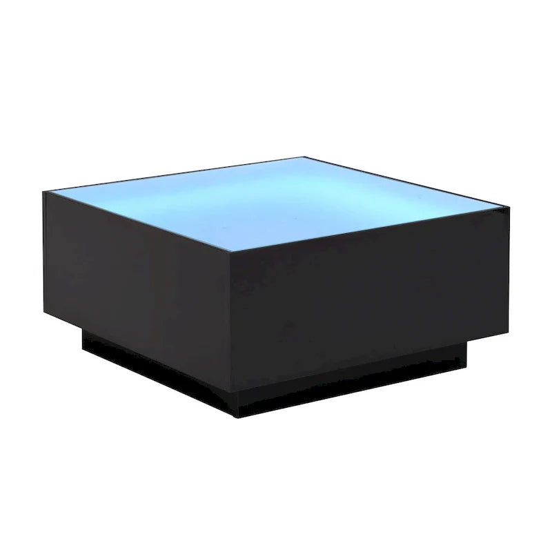 Mesa de centro LED con tapa de vidrio templado esmerilado