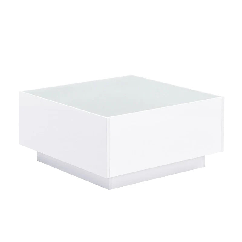Mesa de centro LED con tapa de vidrio templado esmerilado