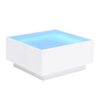 Mesa de centro LED con tapa de vidrio templado esmerilado