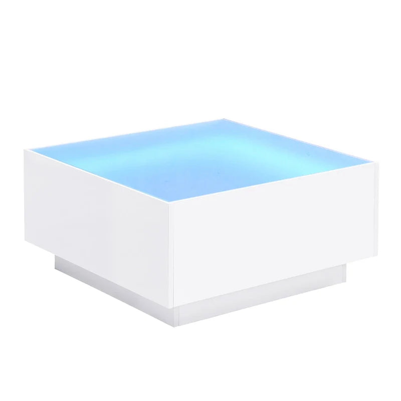 Mesa de centro LED con tapa de vidrio templado esmerilado