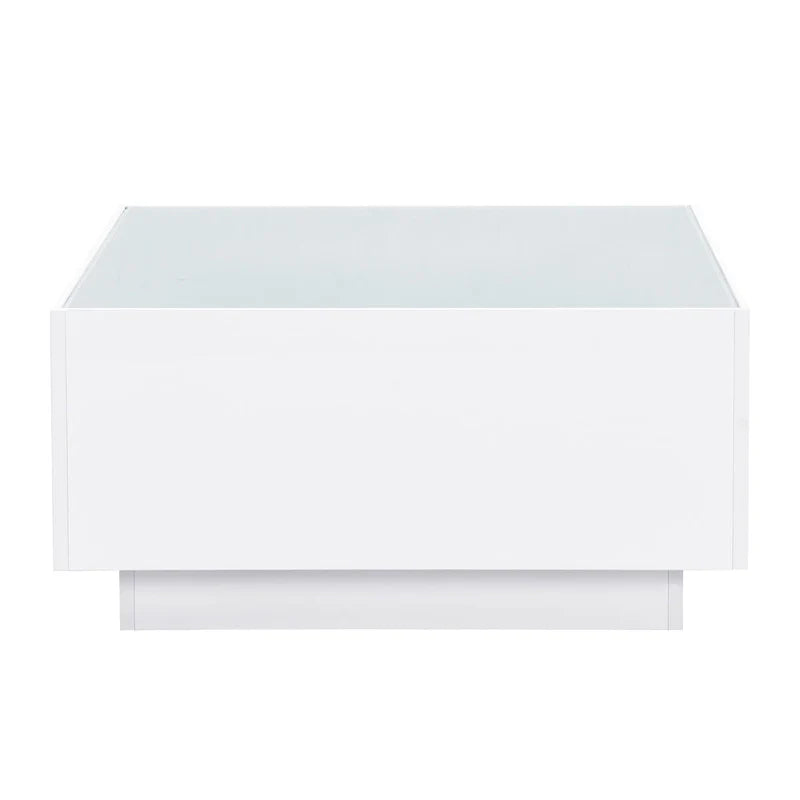 Mesa de centro LED con tapa de vidrio templado esmerilado