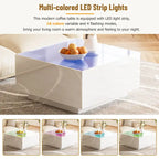 Mesa de centro LED con tapa de vidrio templado esmerilado