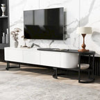 Mueble de TV Extensible con 3 Cajones y Patas Metálicas Ajustables (Compatible con televisores de hasta 75 pulgadas)