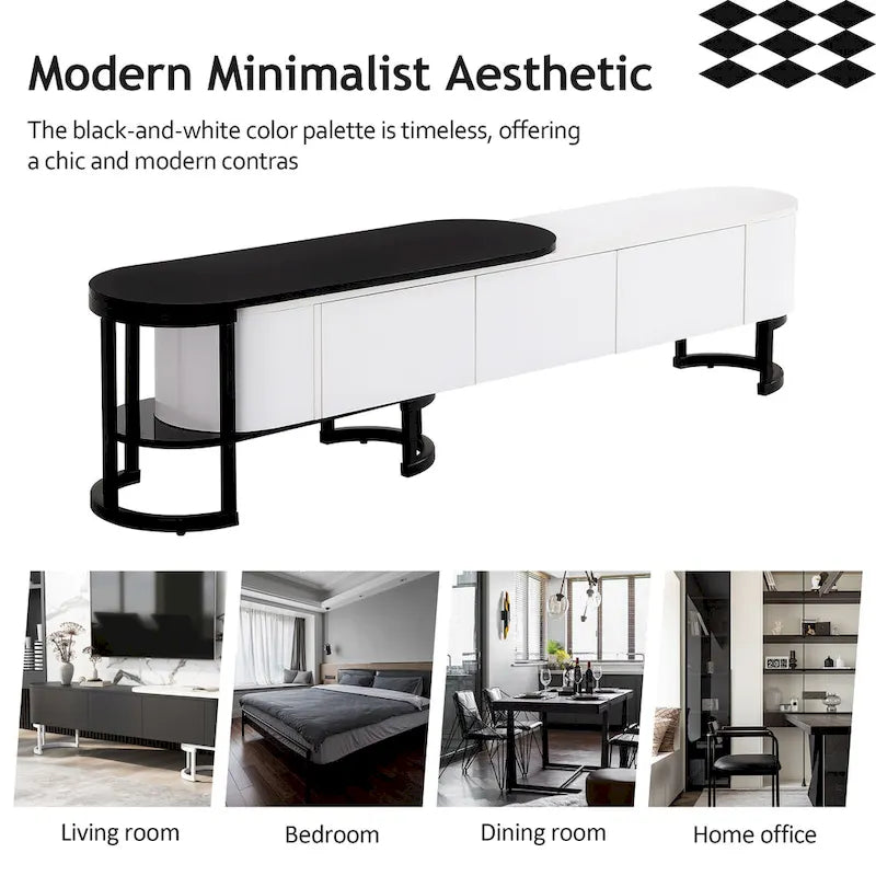 Mueble de TV Extensible con 3 Cajones y Patas Metálicas Ajustables (Compatible con televisores de hasta 75 pulgadas)
