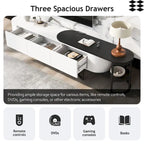 Mueble de TV Extensible con 3 Cajones y Patas Metálicas Ajustables (Compatible con televisores de hasta 75 pulgadas)
