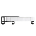 Mueble de TV Extensible con 3 Cajones y Patas Metálicas Ajustables (Compatible con televisores de hasta 75 pulgadas)