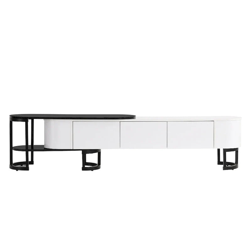 Mueble de TV Extensible con 3 Cajones y Patas Metálicas Ajustables (Compatible con televisores de hasta 75 pulgadas)