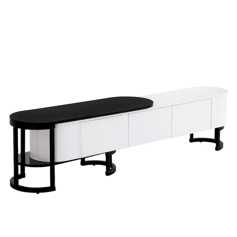 Mueble de TV Extensible con 3 Cajones y Patas Metálicas Ajustables (Compatible con televisores de hasta 75 pulgadas)