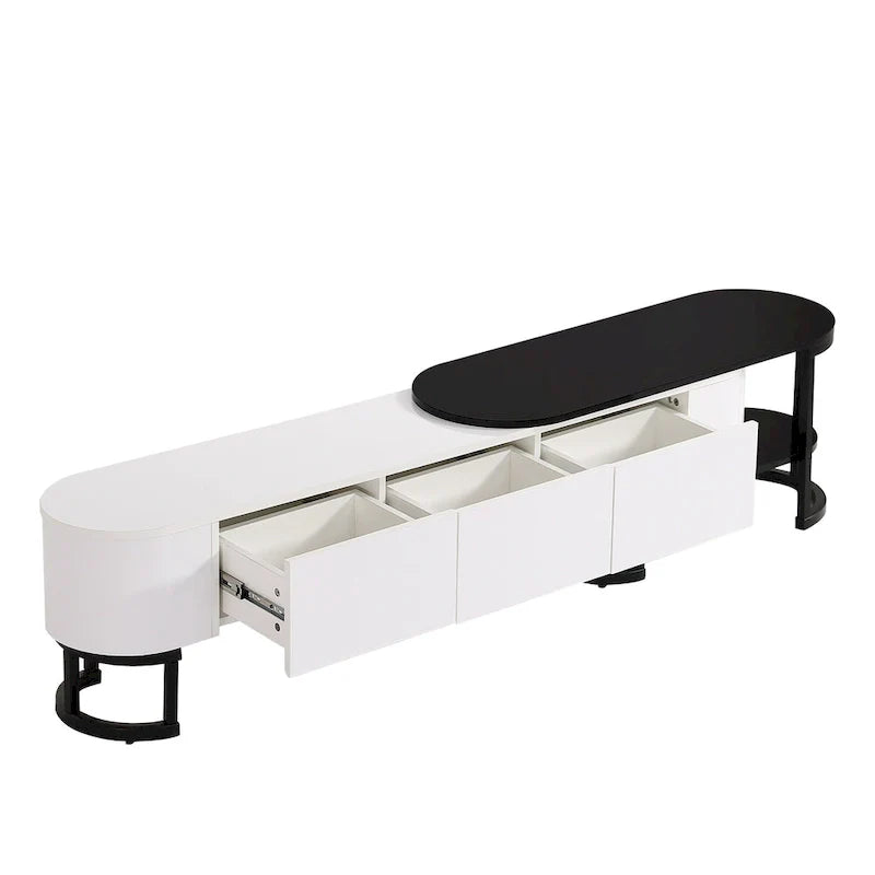 Mueble de TV Extensible con 3 Cajones y Patas Metálicas Ajustables (Compatible con televisores de hasta 75 pulgadas)
