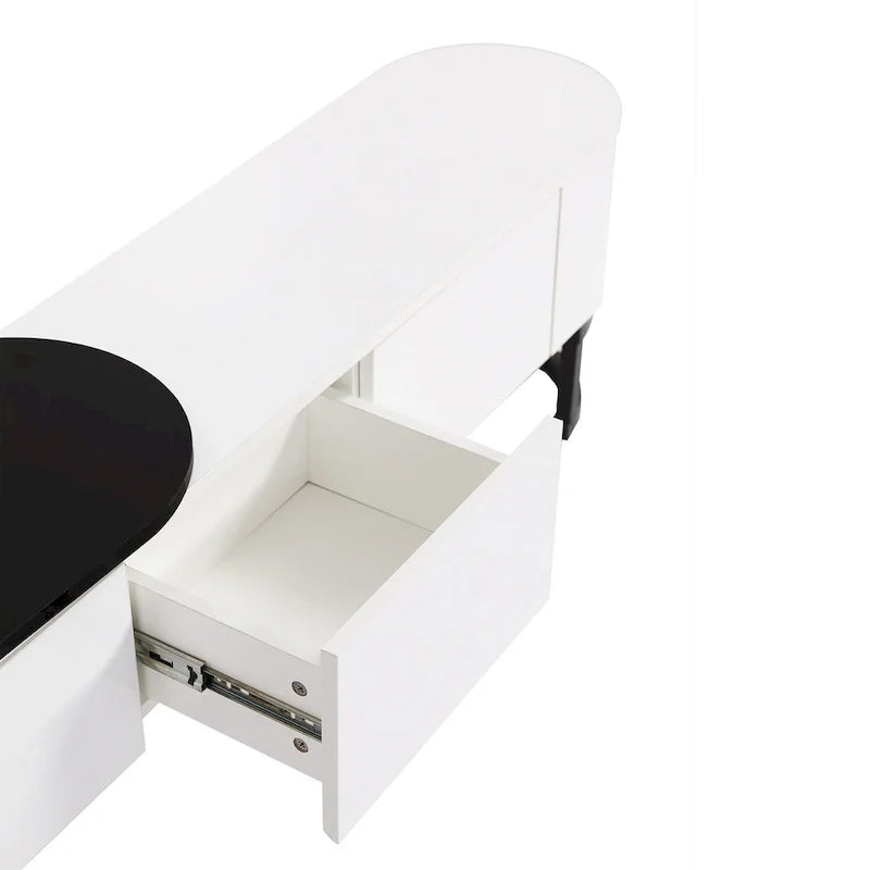 Mueble de TV Extensible con 3 Cajones y Patas Metálicas Ajustables (Compatible con televisores de hasta 75 pulgadas)