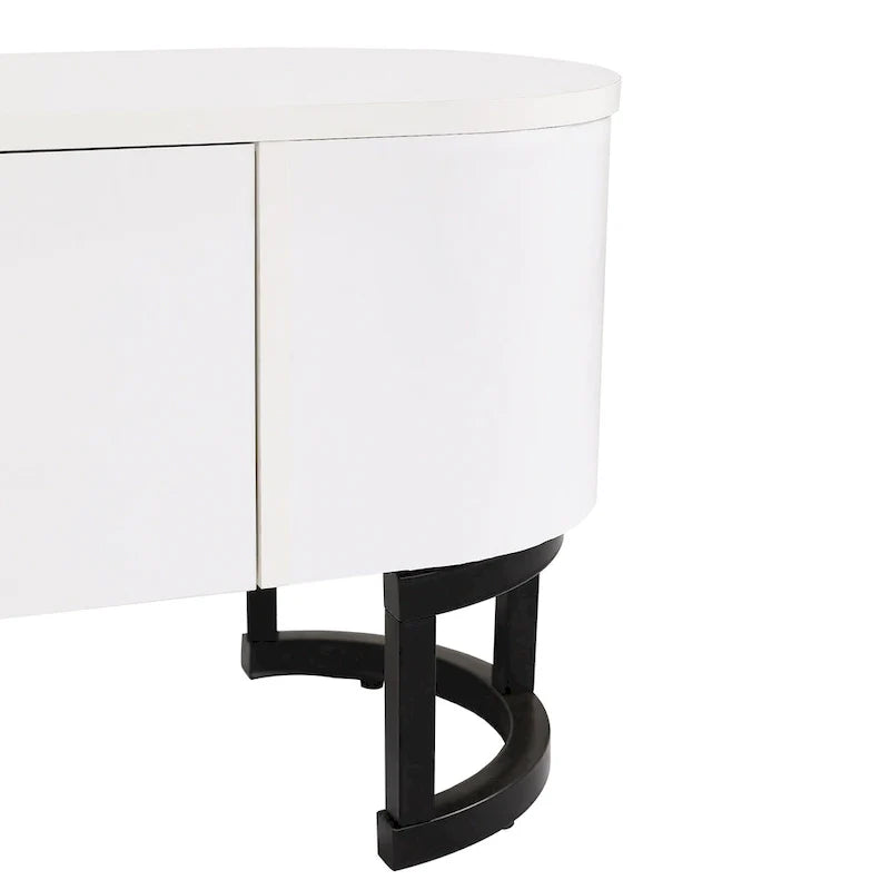Mueble de TV Extensible con 3 Cajones y Patas Metálicas Ajustables (Compatible con televisores de hasta 75 pulgadas)