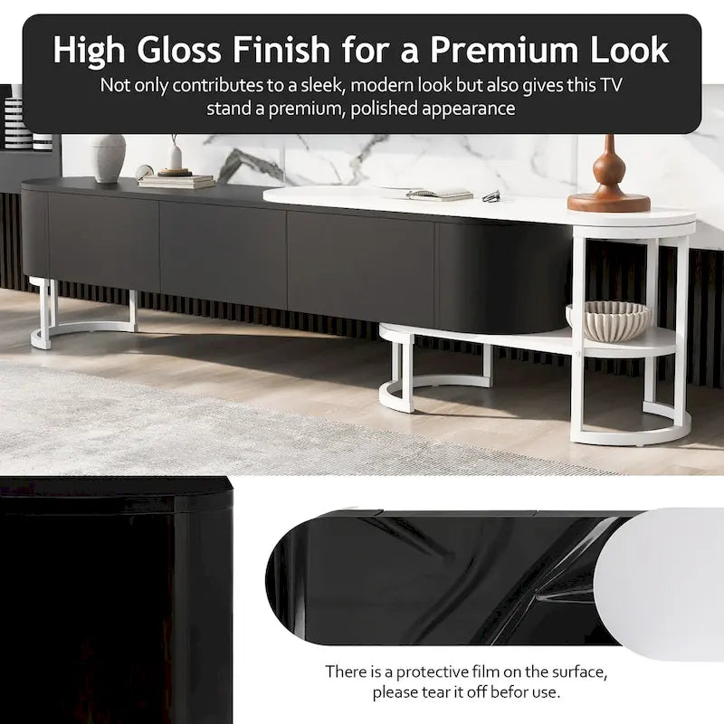Mueble de TV Extensible con 3 Cajones y Patas Metálicas Ajustables (Compatible con televisores de hasta 75 pulgadas)
