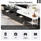 Mueble de TV Extensible con 3 Cajones y Patas Metálicas Ajustables (Compatible con televisores de hasta 75 pulgadas)