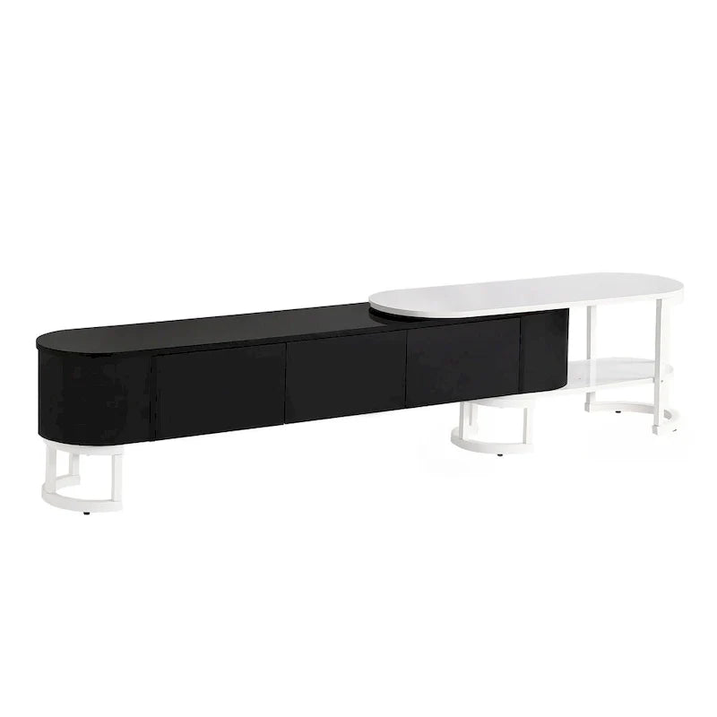 Mueble de TV Extensible con 3 Cajones y Patas Metálicas Ajustables (Compatible con televisores de hasta 75 pulgadas)