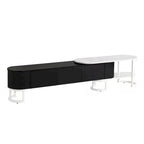 Mueble de TV Extensible con 3 Cajones y Patas Metálicas Ajustables (Compatible con televisores de hasta 75 pulgadas)