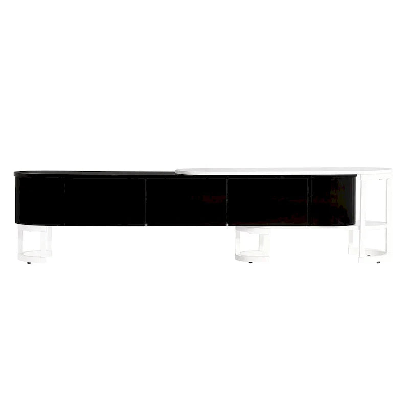 Mueble de TV Extensible con 3 Cajones y Patas Metálicas Ajustables (Compatible con televisores de hasta 75 pulgadas)
