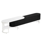 Mueble de TV Extensible con 3 Cajones y Patas Metálicas Ajustables (Compatible con televisores de hasta 75 pulgadas)