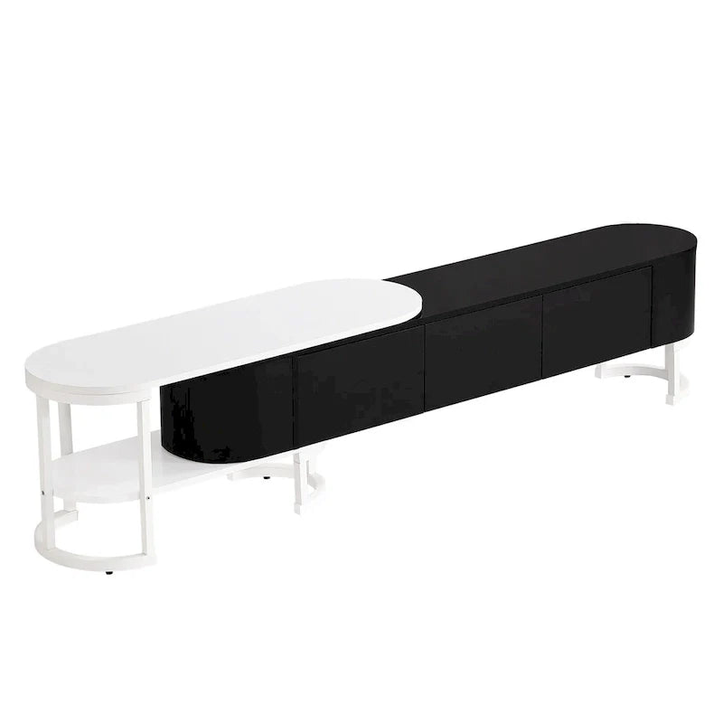 Mueble de TV Extensible con 3 Cajones y Patas Metálicas Ajustables (Compatible con televisores de hasta 75 pulgadas)