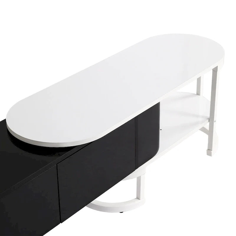Mueble de TV Extensible con 3 Cajones y Patas Metálicas Ajustables (Compatible con televisores de hasta 75 pulgadas)