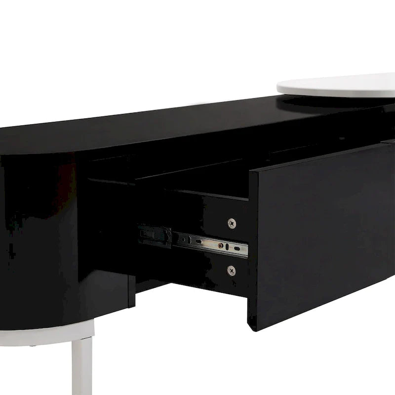 Mueble de TV Extensible con 3 Cajones y Patas Metálicas Ajustables (Compatible con televisores de hasta 75 pulgadas)