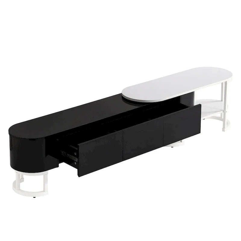 Mueble de TV Extensible con 3 Cajones y Patas Metálicas Ajustables (Compatible con televisores de hasta 75 pulgadas)