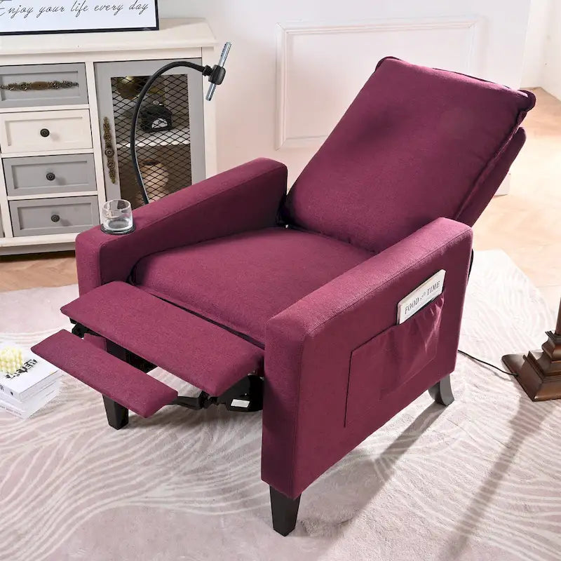 Sofá reclinable ajustable con portavasos y bolsillo de almacenamiento