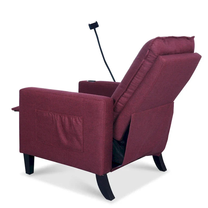Sofá reclinable ajustable con portavasos y bolsillo de almacenamiento