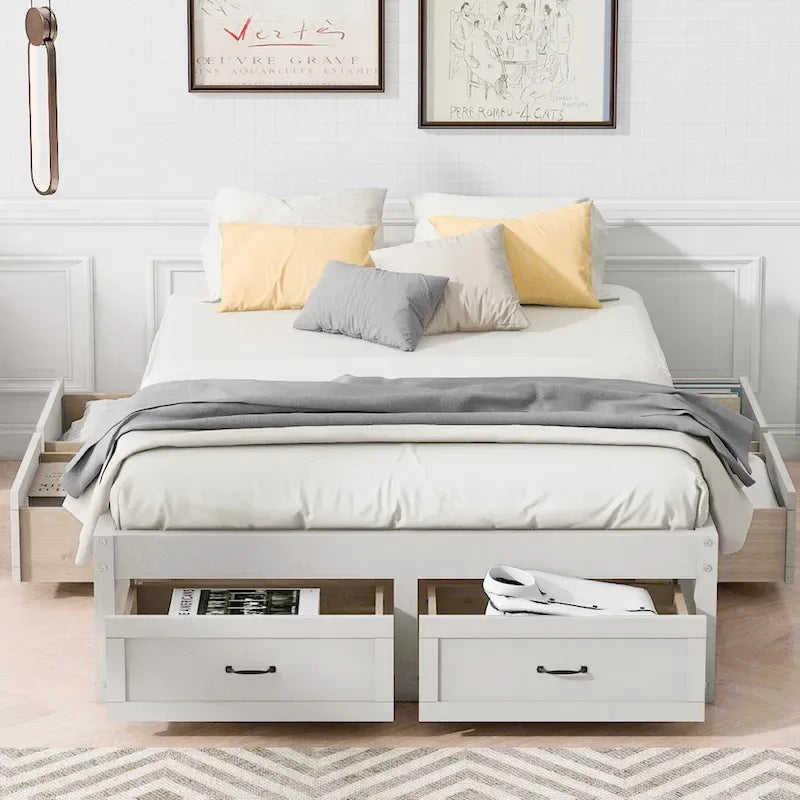 Cama Plataforma Matrimonial con 6 Cajones de Almacenamiento