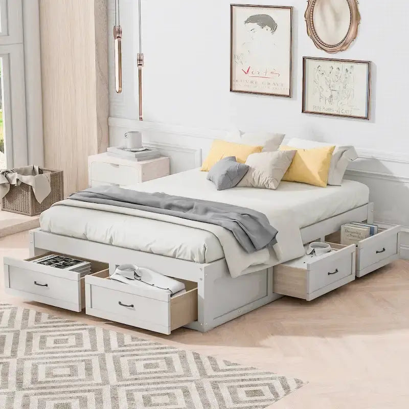 Cama Plataforma Matrimonial con 6 Cajones de Almacenamiento