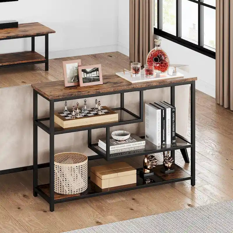 Mesa de consola de 4 niveles con estantes de almacenamiento