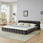Cama de plataforma tapizada con cabecero