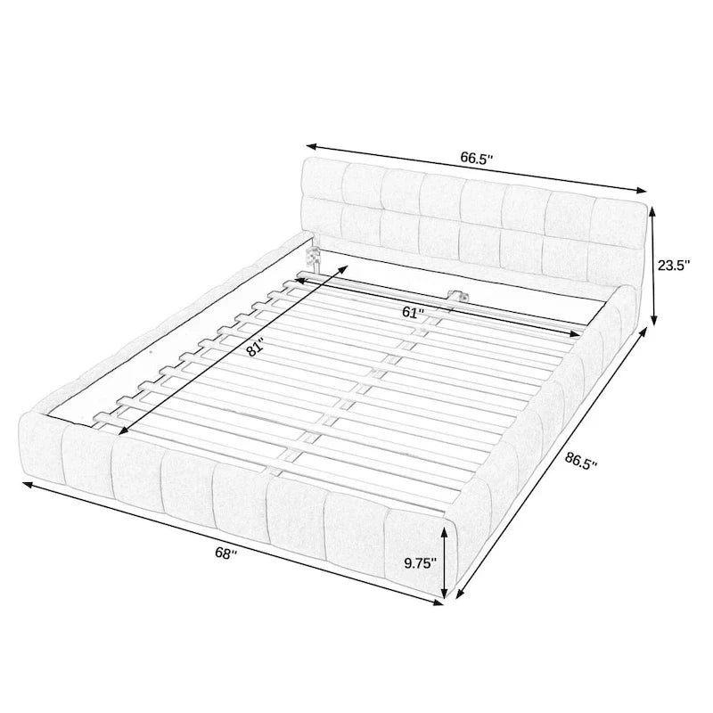 Cama de plataforma tapizada con cabecero