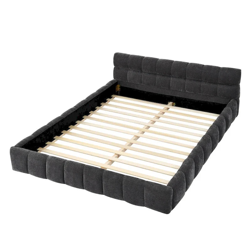 Cama de plataforma tapizada con cabecero