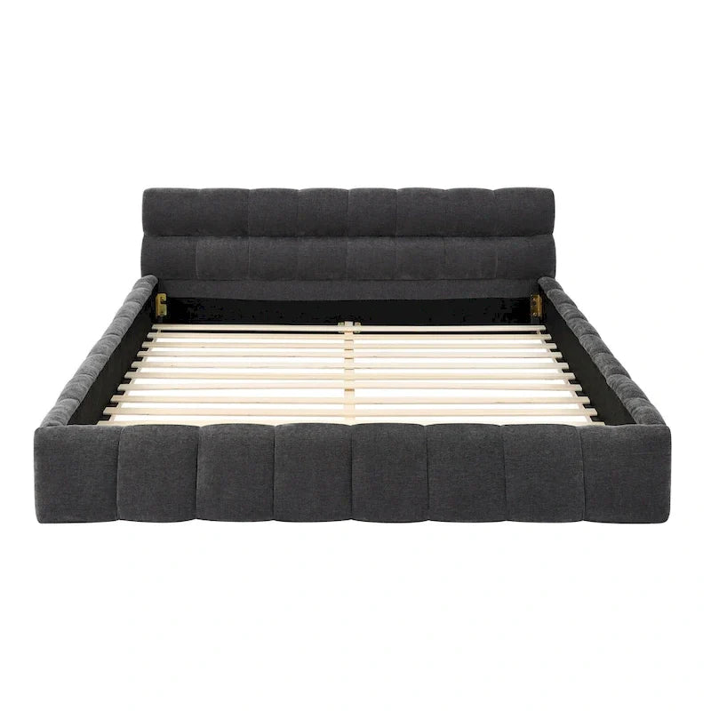 Cama de plataforma tapizada con cabecero