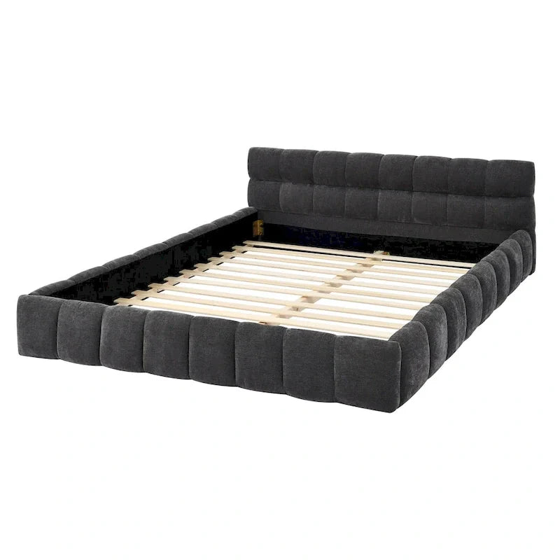 Cama de plataforma tapizada con cabecero