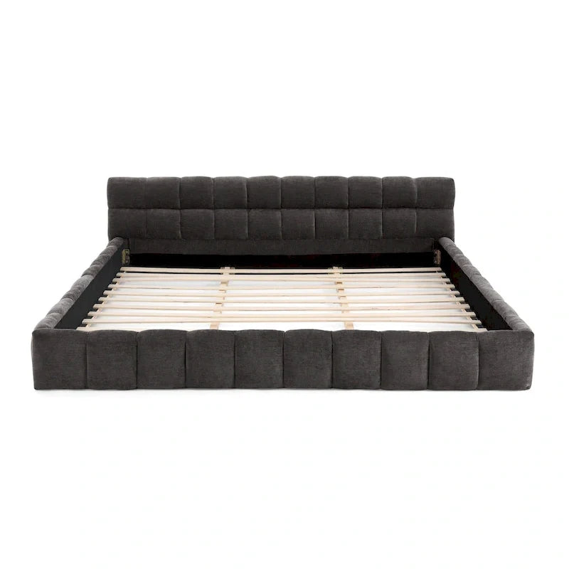 Cama de plataforma tapizada con cabecero