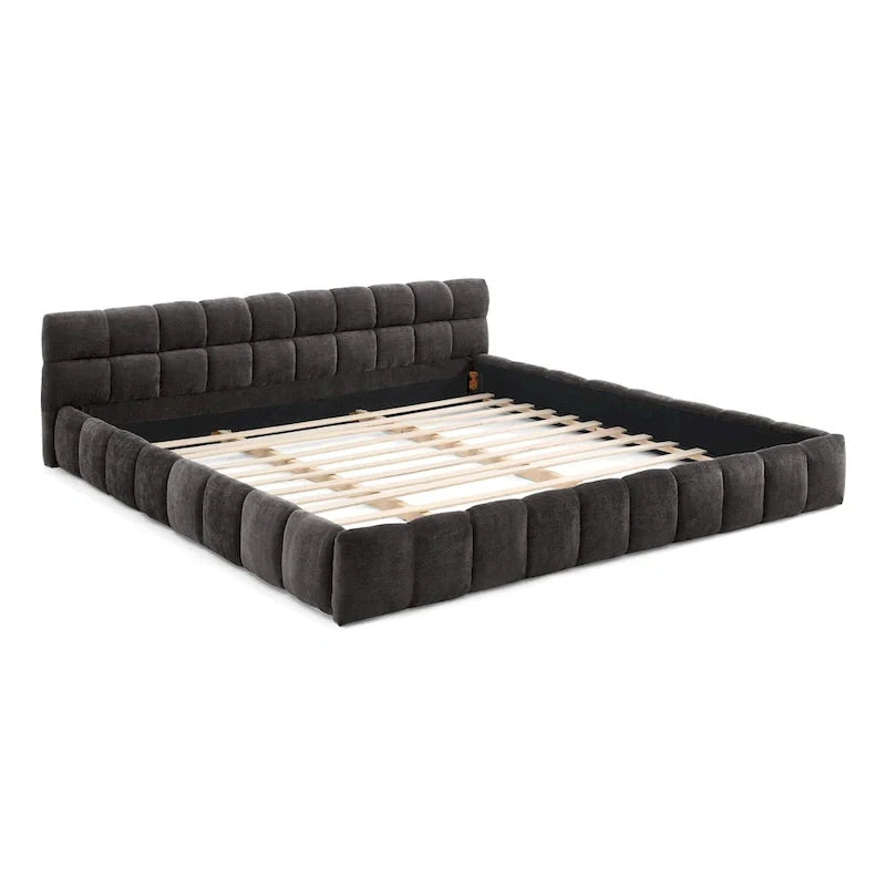 Cama de plataforma tapizada con cabecero