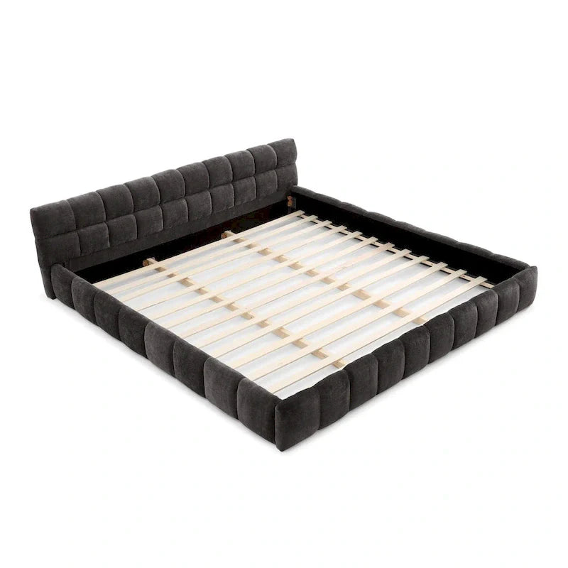 Cama de plataforma tapizada con cabecero
