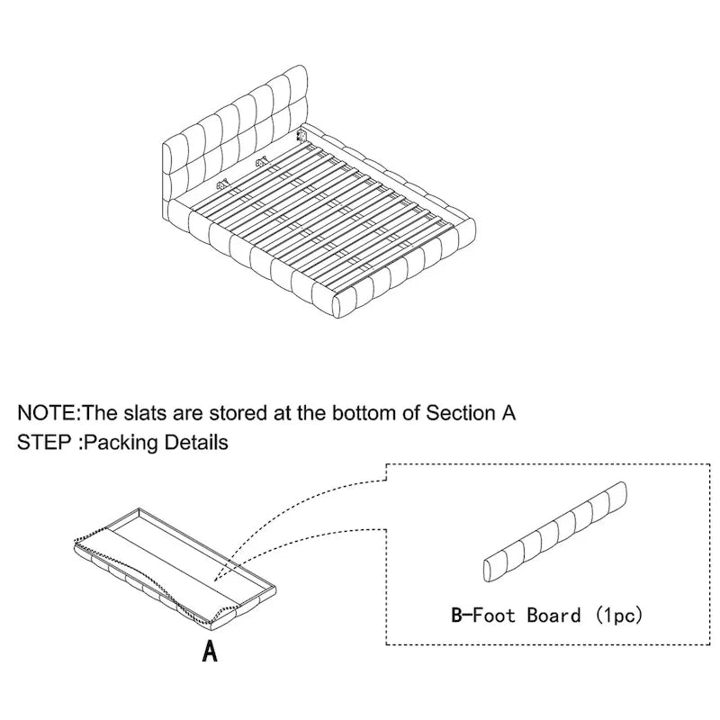Cama de plataforma tapizada con cabecero