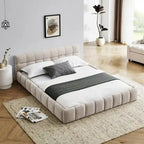 Cama de plataforma tapizada con cabecero