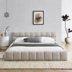 Cama de plataforma tapizada con cabecero