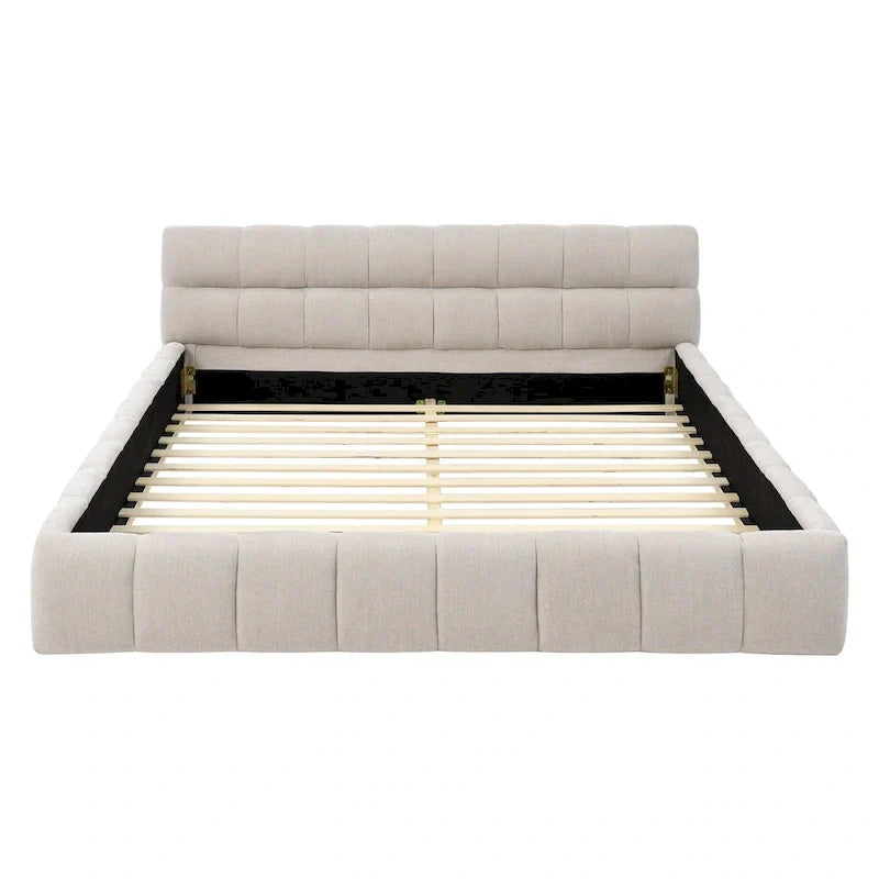Cama de plataforma tapizada con cabecero