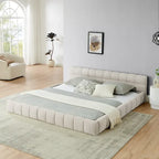 Cama de plataforma tapizada con cabecero