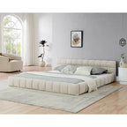 Cama de plataforma tapizada con cabecero