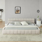Cama de plataforma tapizada con cabecero